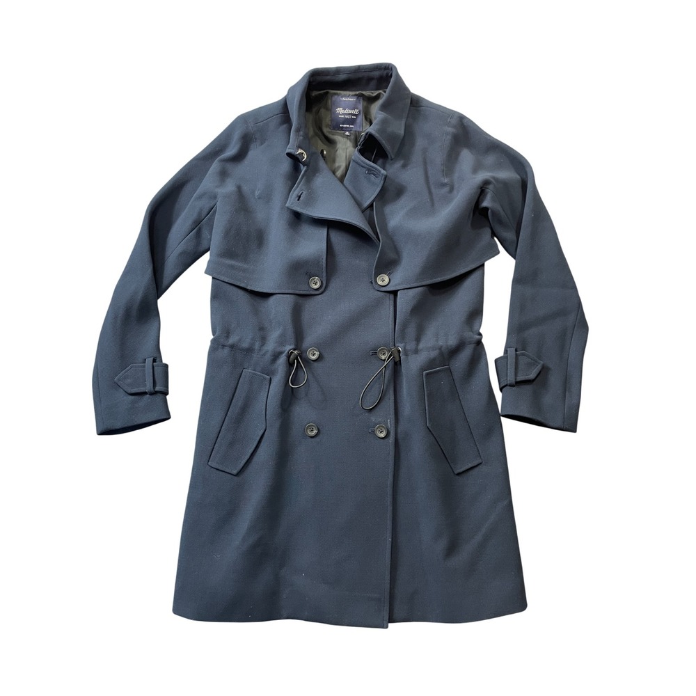 Madewell Medium Blue Coat Polyester Blend Lined Acetate‎ Trench Coat